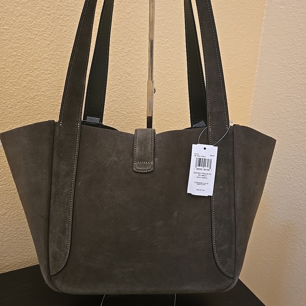 Coach Hadley Turnlock Tote Shoulder Bag In Suede - Picture 12 of 16